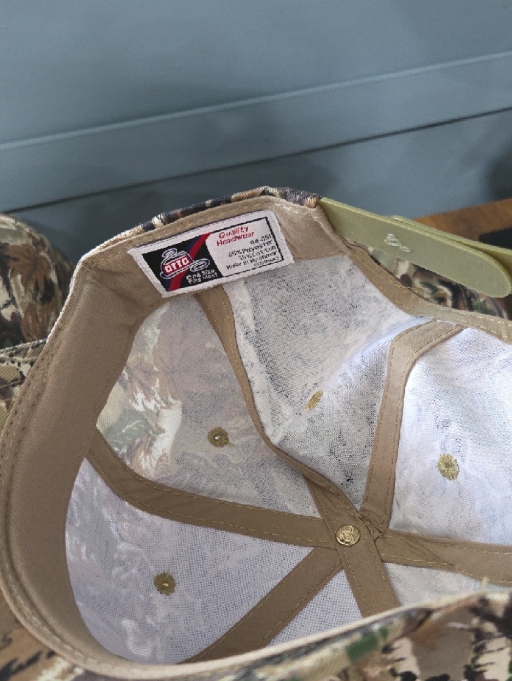 Camo Woodland Print Otto Baseball Cap - Brown Green Tan - Picture 2 of 3